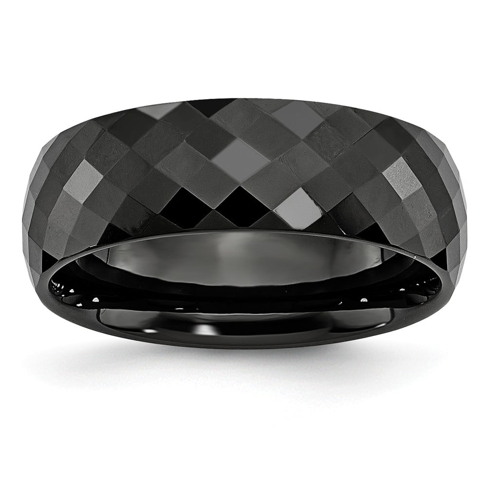 Jewelry Pot Ceramic Black Faceted 8mm Polished Band