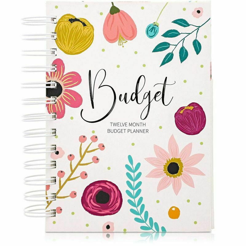 12 Month Money Budget Planner Spiral Organizer Notebook 24 Inner Pockets, 5'x7'