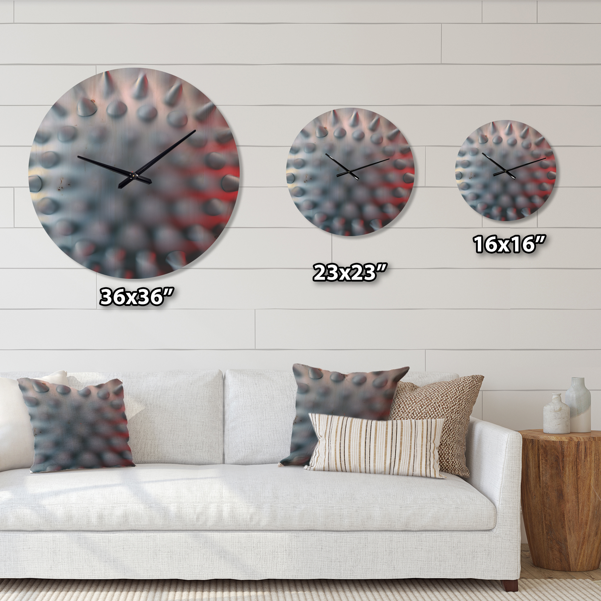 Designart 'Prickly Macro Texture Design ' Modern Wood Wall Clock
