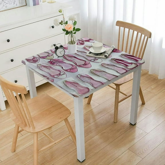 BANET Retro Tablecloth, Ballerina Shoes with Ribbon Roses and Feminine Design, Rectangular Table Cover for Dining Room Kitchen Decor White