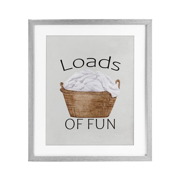 Stupell Industries Coastal Loads Of Fun Laundry Basket Gray Framed Print Under Glass, 17 x 21, by Kim Allen