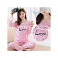 thumbnail image 2 of Women 2pcs Cute Cartoon Long Sleeve Homewear Pajamas Set, 2 of 2