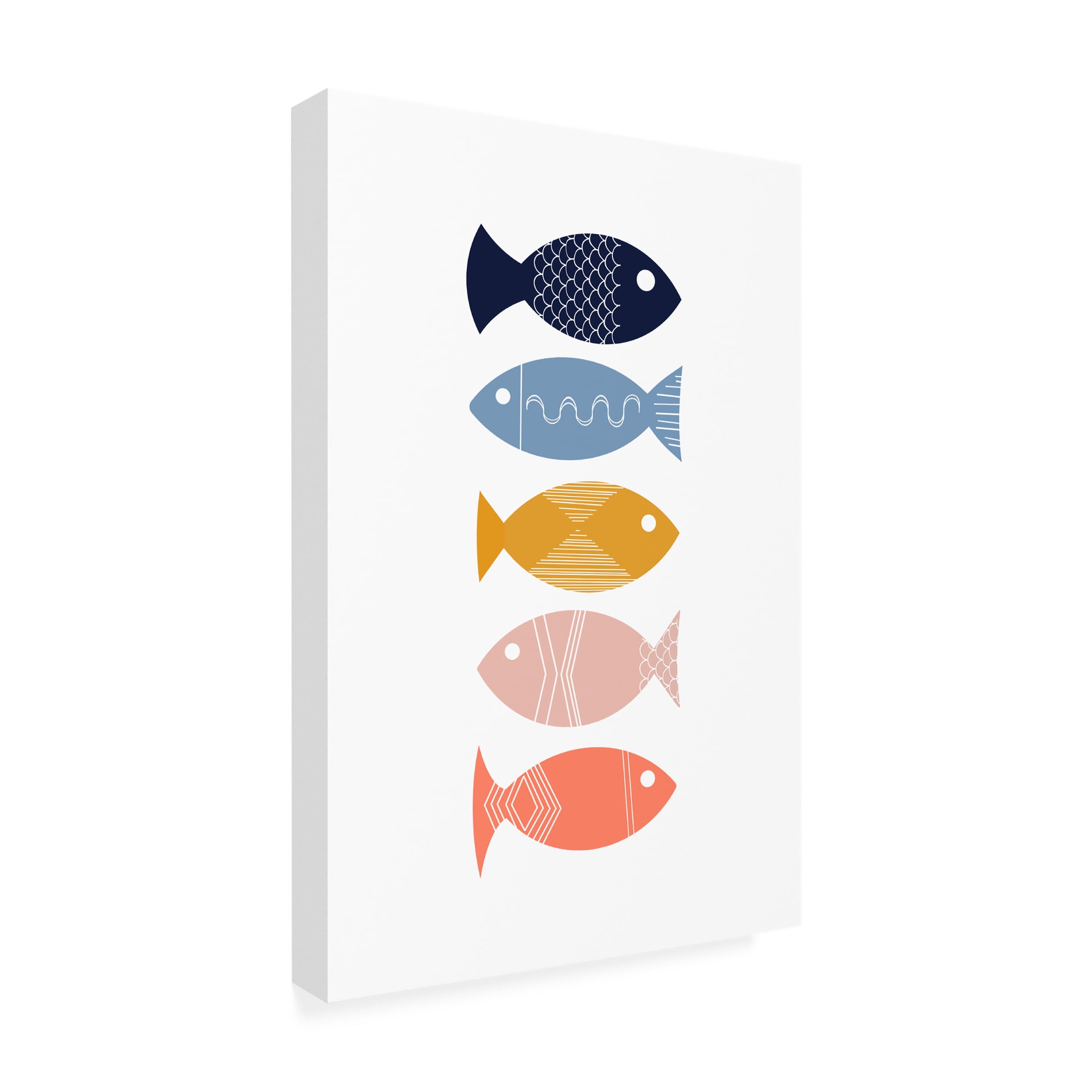 Canvas Wall Art - Tom Quartermaine 'Colorful Abstract Fish Scandinavian Style' Wall Art for Living Room, Bedroom, or Office DÃ©cor by Trademark Fine Art - 12 x 19 Inches