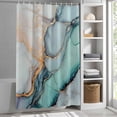 thumbnail image 3 of Teal Blue Grey Marble Fabric Shower Curtain Modern Abstract Art Washable Shower Curtains for Bathroom, Waterproof Bath Curtain with Hooks Home Decor 36x72in, 3 of 8