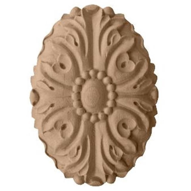 Ekena Millwork ROS05X07ASMA 3.5 in. W x 4.87 in. H x 1 in. P Ashford Oval Rosette- Maple- Architectural Accent