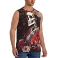 thumbnail image 2 of Kdxio Geisha Skeleton With Flowers for Men's Muscle T-shirt,Sleeveless for Workout Running Athletic Gym Lounge Casual, 2 of 5