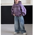 thumbnail image 7 of UACY Boy's Girls Cargo Jeans Baggy Denim Pants Elastic Waist Straight Wide Leg Jeans Streetwear with Pockets (Blue, 9-10 Years), 7 of 7