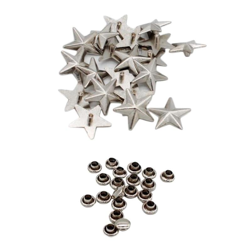 20 Pieces Star Shaped Rivets Stud Snap Buttons Leathercraft Rapid Rivets 
