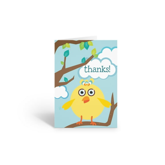 Cute Yellow Bird Thank You Note Card - 10 Cards and Envelopes - B14252