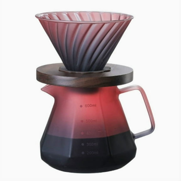 Coffee Filter Hand Drip Pot Percolators Borosilicate Glass Pour Coffee Tea Set with Walnut Handle