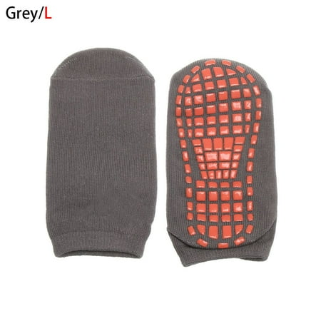 

Trampoline Warm Cotton Breathable Floor Socks Glue Point Early Education Socks Anti-slip Rubber GRAY L