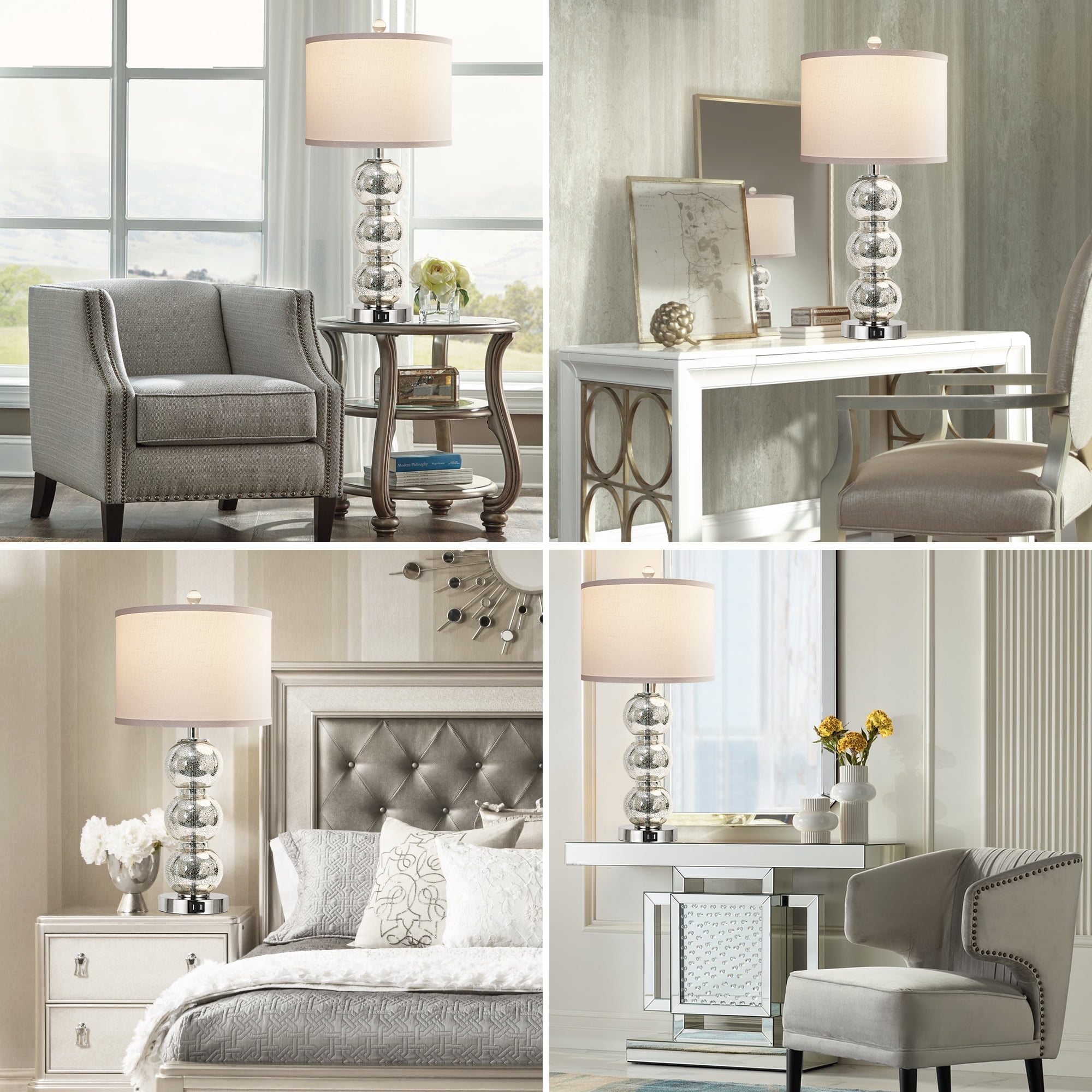 27" Glass Table Lamps Set of 2 for Bedroom Living Room Office (Bulbs Included)
