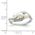 thumbnail image 3 of White Sterling Silver Ring Band Pearl Diamond Round Freshwater, 3 of 3
