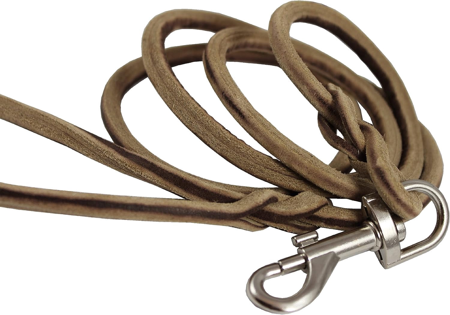 Genuine Leather Rope Leash 6Ft Long 3/16" Diam for Small to Medium dogs