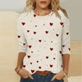thumbnail image 5 of Goodtrade8 3/4 Sleeve Shirts for Women Spring Plus Size Pullover Cute Summer Valentine Crew Neck Holiday Graphic Womens Tops Fashion, 5 of 7