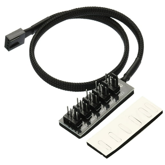 Uxcell PWM Fan Splitter Cable 4 Pin Female to 4 Pin Male 11.8" PC Fan Sleeved Power Extension Cable Hub 1 to 5 Style
