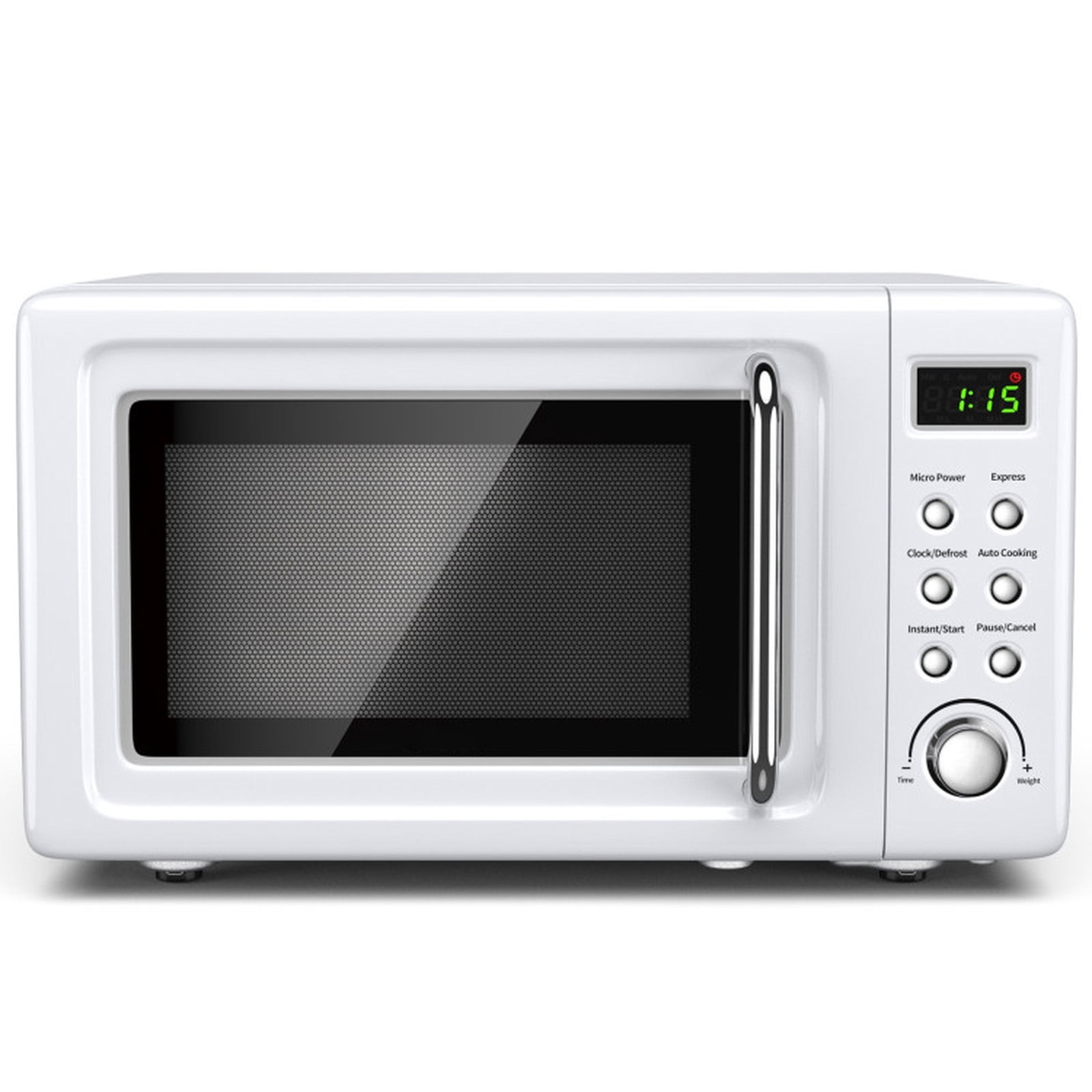 RUIE Retro Microwave Oven,700W 0.7 Cu.ft Countertop Microwave with 5 Power Levels and 8 Auto Cook Menus,LED Display,Child Lock,Compact Microwave for Apartment Dorm Office