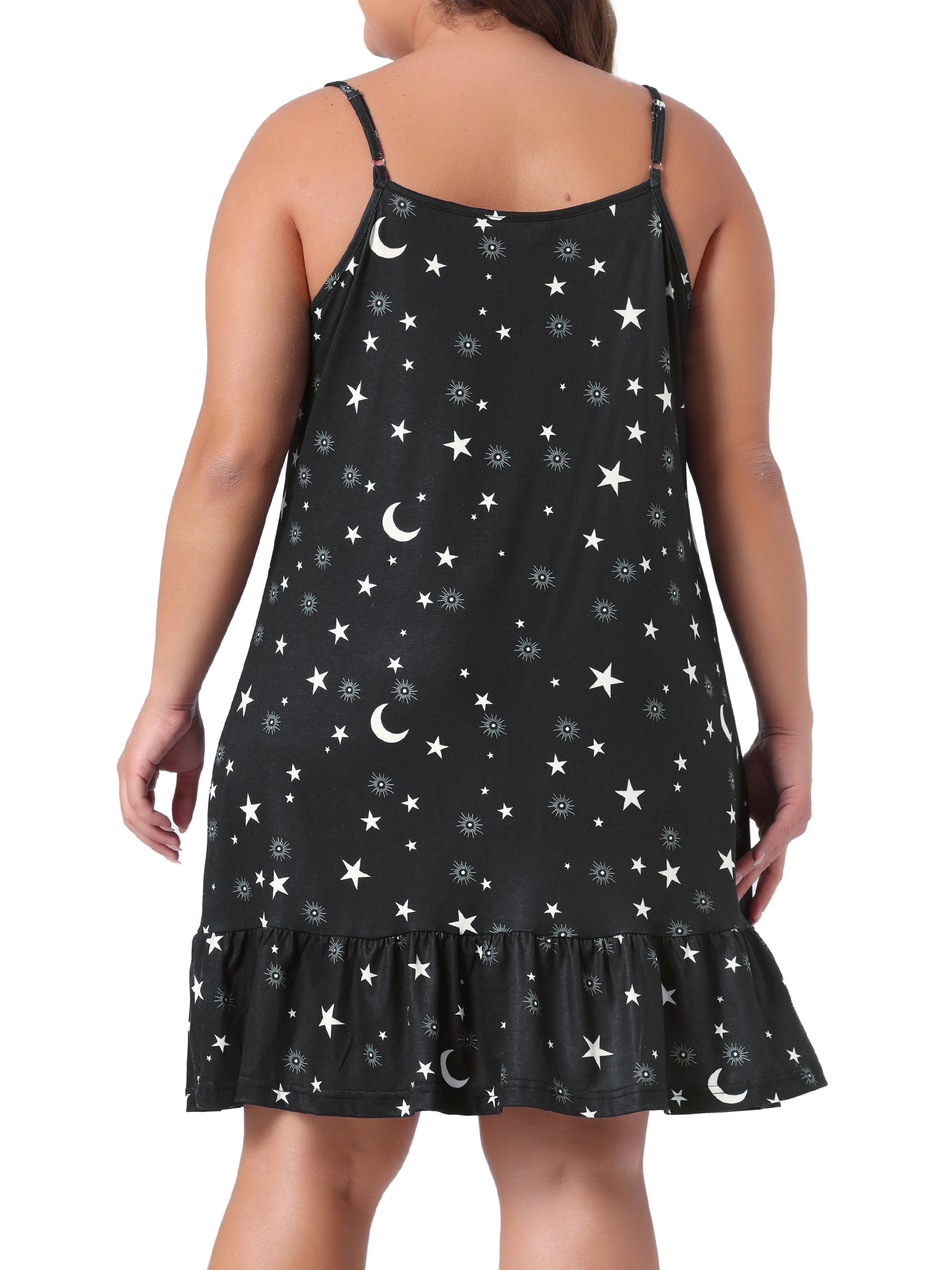 DARING DIVA Women's Plus Size Printed Strap Nightwear 1X Black