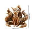 thumbnail image 2 of Brass Fox Statue Seven/Nine Tailed Fox Miniature Figurines Desk Ornament Mini Copper Animal Sculpture Home Decor, 2 of 7