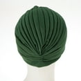 thumbnail image 4 of Women's Pleated Head Wrap Bonnet Turban - , as described Green, 4 of 4
