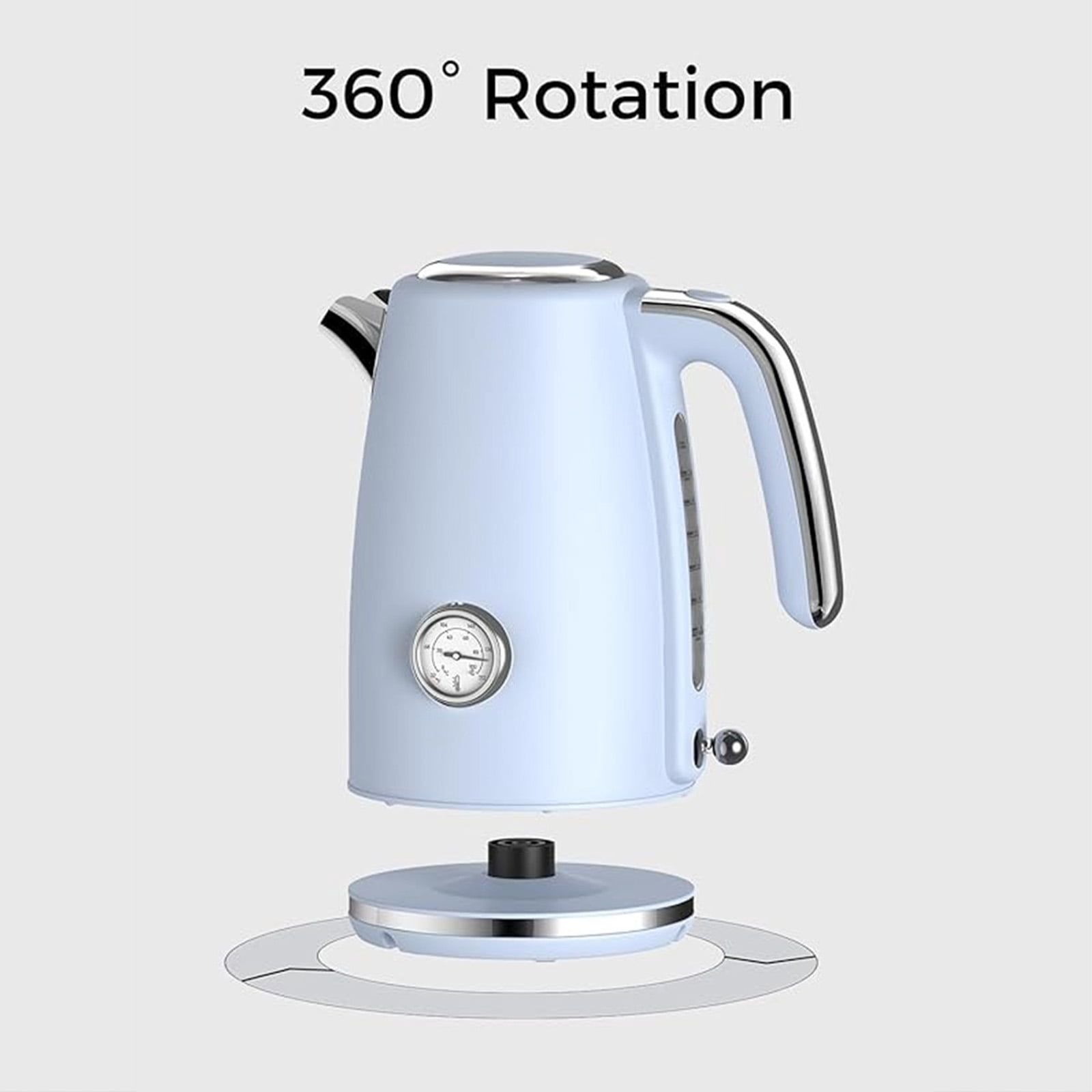 Sanerto Electric Tea Kettle 1500W 1.7L Stainless Steel with Auto Shut-Off Boil-Dry Protection 360° Swivel Base, Blue
