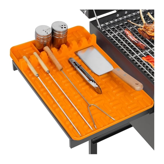 Silicone Spatula Mat Fit for Blackstone, Large Griddle Tools Mat with Drip Pad, Outdoor Grill BBQ Utensils Holder for Kitchen, Cooking & Countertop, Grilling Accessories
