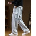 thumbnail image 2 of Pantalones de chándal con múltiples bolsillos para hombre, pantalón informal de algodón con cordón, holgado y recto, talla grande 8XL, novedad de otoño, 2023, 2 of 5