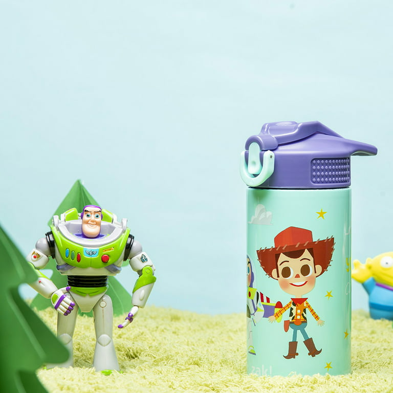 Zak Designs Disney Pixar Toy Story Insulated Kids Water Bottle 14 oz 18/8 Stainless Steel Thermal Vacuum w/ FlipUp Straw Spout & Locking Spout