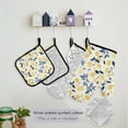 thumbnail image 5 of Yellow Flowers Blue Leaves Watercolor Apron Set with Oven Mitts Pot Holders Set of 5 Kitchen Stuff Accessories, 5 of 6