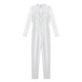 thumbnail image 5 of renvena Kids Girls Long Sleeve Gymnastic Leotard Figure Ice Skating Jumpsuit One Piece Dancewear Size 6-16 White 12, 5 of 7