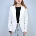 thumbnail image 5 of HNMKIU Girls Solid Color Formal Lapel Suit Coat Button Down Long Sleeve Suit Jacket Girls Coat for Kids White,11-12 Years, 5 of 9