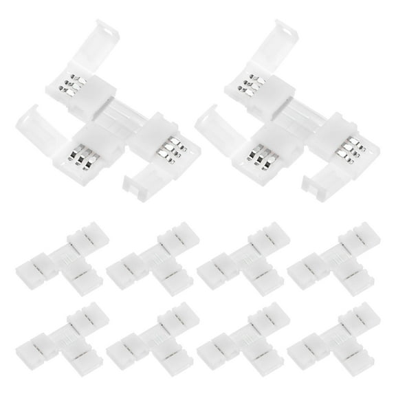 Uxcell 10-Pack 3-Pin 8mm LED Strip Lights Connectors T Shape for 5050 2835 Strip Light DIY Lighting [White]