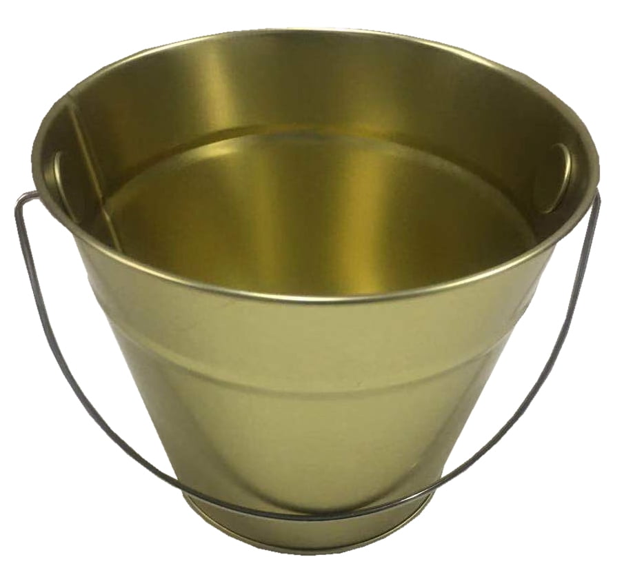 Medium Tin Pail with Handle. Gold. 1 Ct.