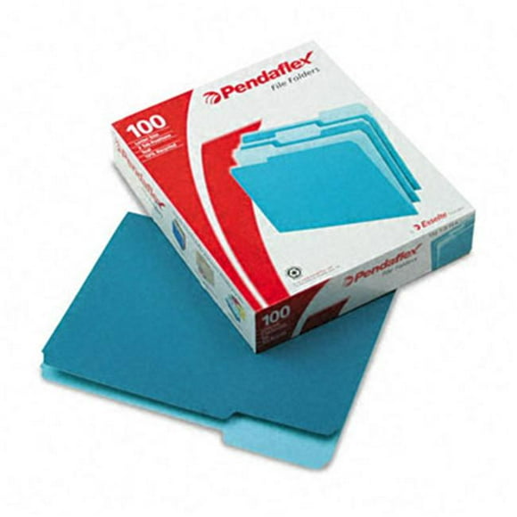 Pendaflex 1521/3TEA Two-Tone File Folders- 1/3 Cut- Top Tab- Letter- Teal/Light Teal- 100/Box