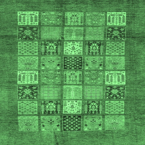 Ahgly Company Indoor Square Abstract Emerald Green Modern Area Rugs, 8' Square