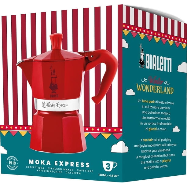Cafetera Bialetti Moka Express para 3 tazas, color rojo invierno