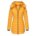 thumbnail image 4 of Sexlip Women's Down Jacket Windproof Puffer Coat Trendy Letter Print Warm Parka Long Puffy Jacket with Detachable Hood Yellow XXL, 4 of 5