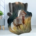 thumbnail image 4 of Farm Animal Soft Flannel Fleece Throw Blanket, Picturesque Palomino and Chestnut Horse Run Fast at Meadow with Wild Flowers, Cozy Plush for Indoor and Outdoor Use, 50" x 60", Multicolor, by Ambesonne, 4 of 5
