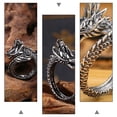 thumbnail image 4 of 1Pc Retro Man Ring Dragon Shaped Opening Ring Ethnic Style Hand Decoration, 4 of 9
