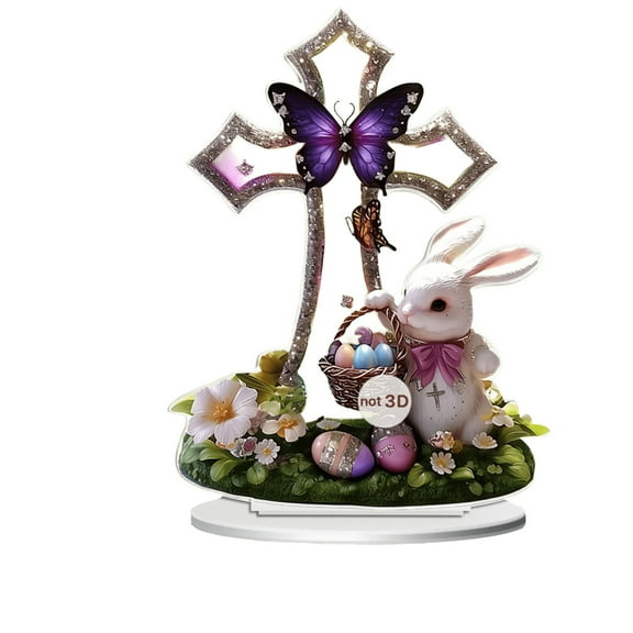 SLYNSHome Easter Rabbit Decoration Cute Bunny Statues Easter Gifts Religious Ornament for Spring Home Party Table/Desk Top Housewarming Decor