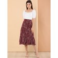 thumbnail image 2 of Falmidi fluicon dobladillo con volantes escalonados y cintuelástiestampapamujer Vino Tinto-Floral S, 2 of 7