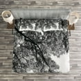 thumbnail image 3 of Ambesonne Photo Quilted Bedspread Set 3 Pcs, Tree Branches and Leaves, Queen Size, Black and White, 3 of 3