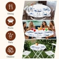 thumbnail image 6 of Blue Flower Round Tablecloth 45-54 Inch Round Fitted Table Cloth with Elastic Edge, Botanical White Floral Plant Herb Watercolor Waterproof Table Cover Protector for Outdoor Picnic Party Dining, 6 of 6