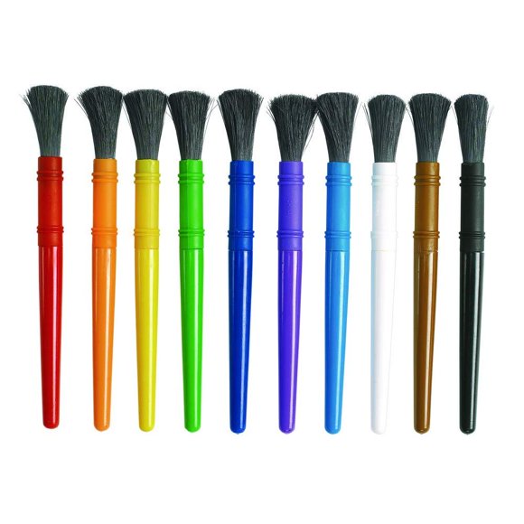 Colorations 10PCBN Plastic Handle Chubby Paint Brushes with Nylon Bristles (Pack of 10)