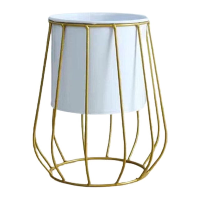 pitrice Nordic Style Planter Succulent Plant Geometric Flower Pot Display Holder Stand Metal Desktop For Home Business Lantern White