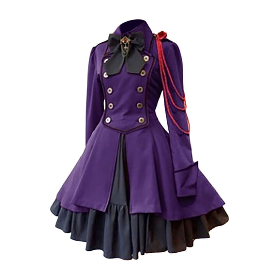 FYEGRE Women Courtly Bow Long Sleeve Ruffled Dress for Elegant and Themed Celebrations PP1 XXXL