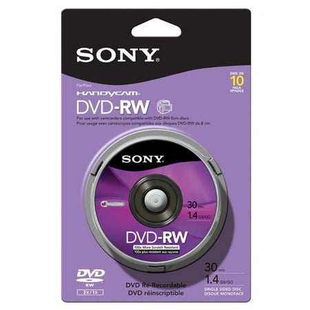 Sony DVD-RW, 1.4GB, 8CM, Skin Pack, 10pk Spindle