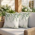 thumbnail image 3 of Pillow Covers 18x18 Set of 2, Sage Green Eucalyptus Square Throw Pillow Covers for Couch/Sofa/Living Room, Farmhouse Weeping Leaves Linen Decorative Soft Pillowcases for Couch Throw Pillows, 3 of 9