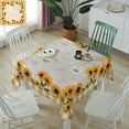 thumbnail image 4 of Rectangle Tablecloth Waterproof for Kitchen Dining, Summer Sunflowers Retro Newpapers Yellow Plaid Polyester Wrinkle Textured Tablecloths, Indoor/Outdoor Decor Desktop Protectors Tablecloths, 54"x54", 4 of 5