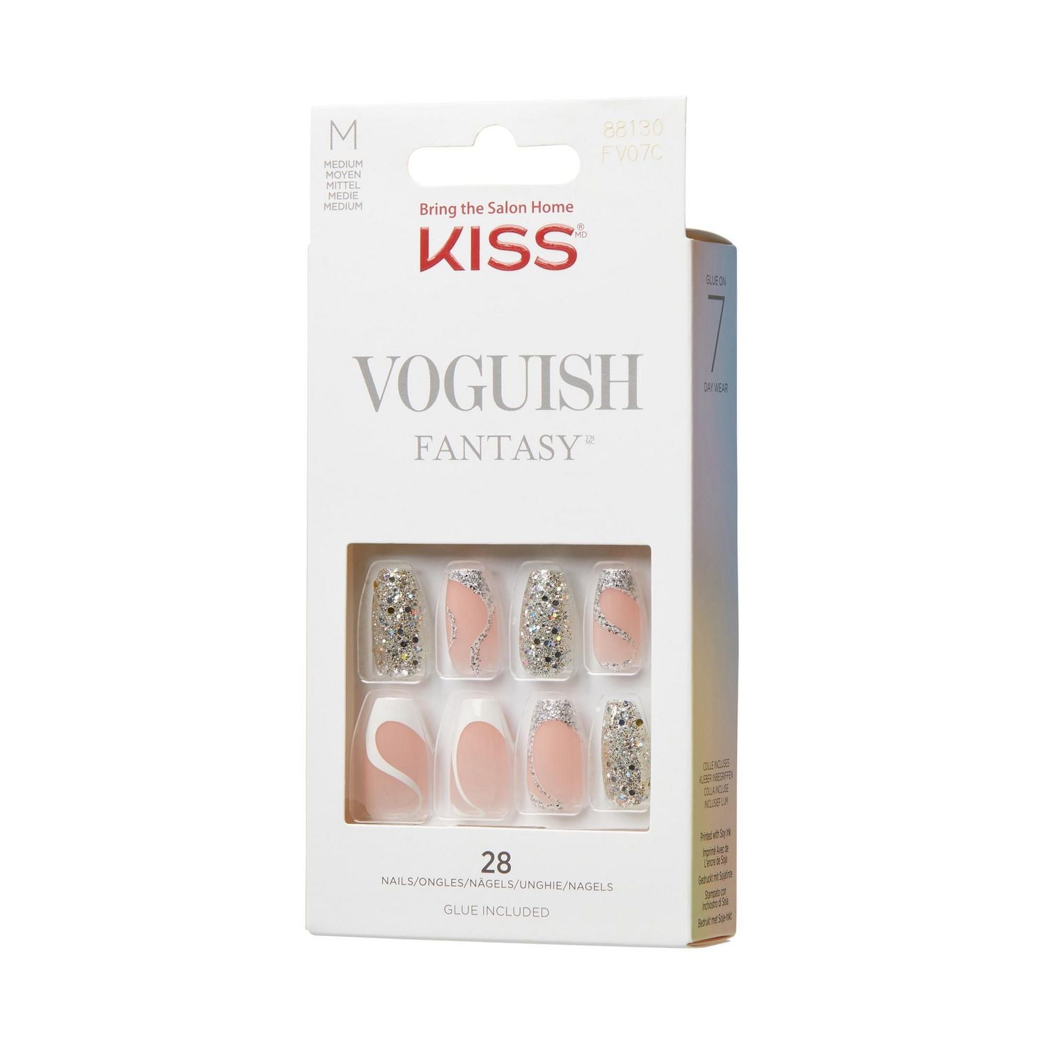 KISS Voguish Fantasy Nails - Fake Nails, 28 Count, Medium